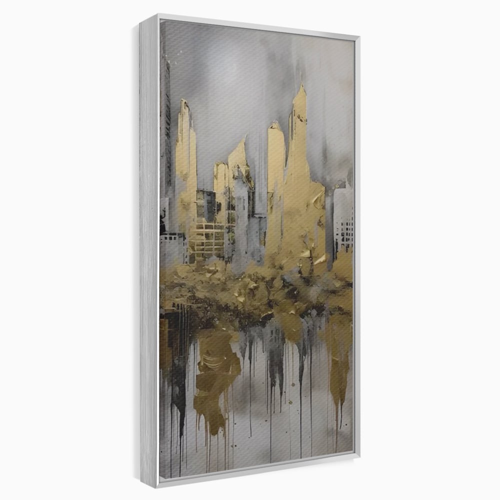 Tablou Canvas Premium LuxCanva® C1213, Gold Sky Scrapers , Relaxare, Living Room, Culori Vibrante