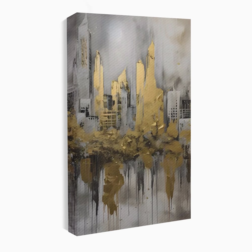 Tablou Canvas Premium LuxCanva® C1213, Gold Sky Scrapers , Relaxare, Living Room, Culori Vibrante