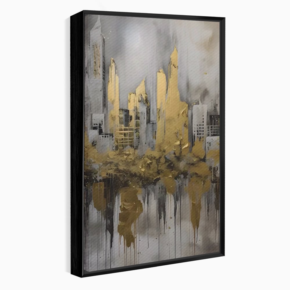 Tablou Canvas Premium LuxCanva® C1213, Gold Sky Scrapers , Relaxare, Living Room, Culori Vibrante