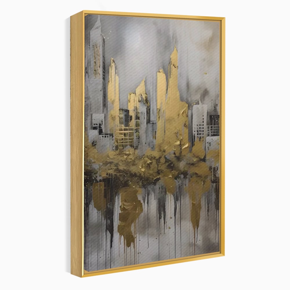 Tablou Canvas Premium LuxCanva® C1213, Gold Sky Scrapers , Relaxare, Living Room, Culori Vibrante