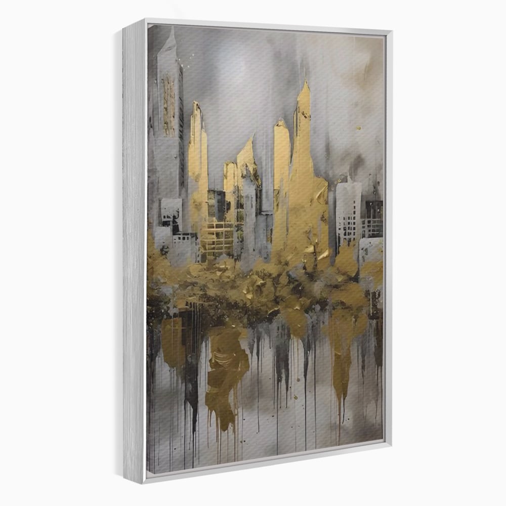 Tablou Canvas Premium LuxCanva® C1213, Gold Sky Scrapers , Relaxare, Living Room, Culori Vibrante