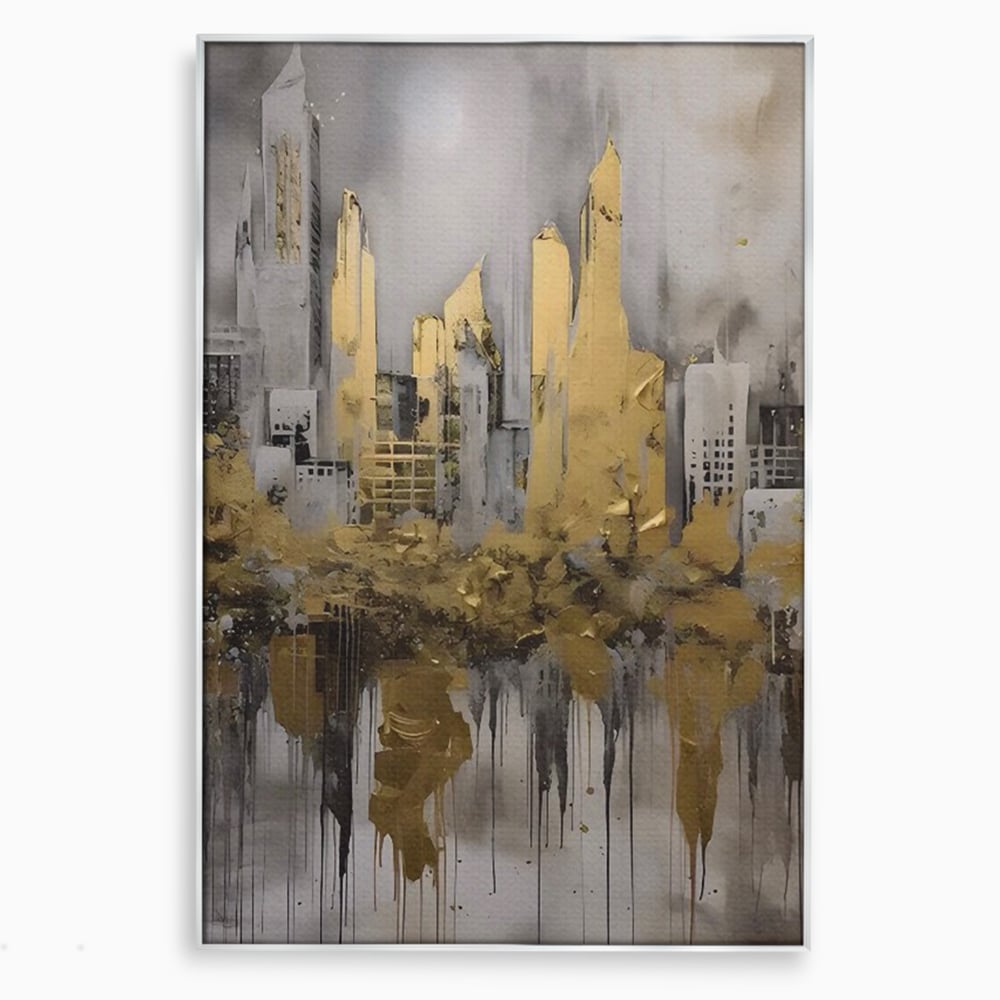 Tablou Canvas Premium LuxCanva® C1213, Gold Sky Scrapers , Relaxare, Living Room, Culori Vibrante