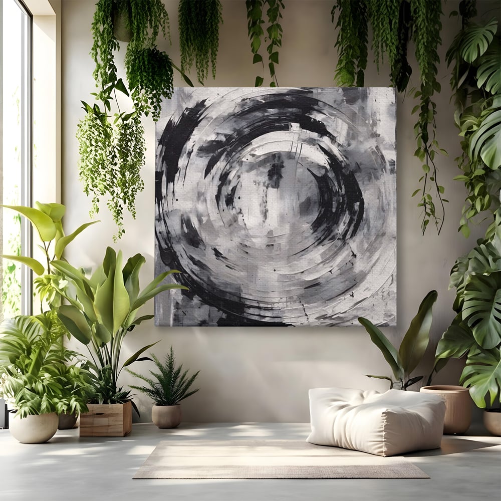 Tablou Canvas Premium LuxCanva® C1217, Abstract Round Paint , Culori, Decorativ, Living Room, Culori Vibrante