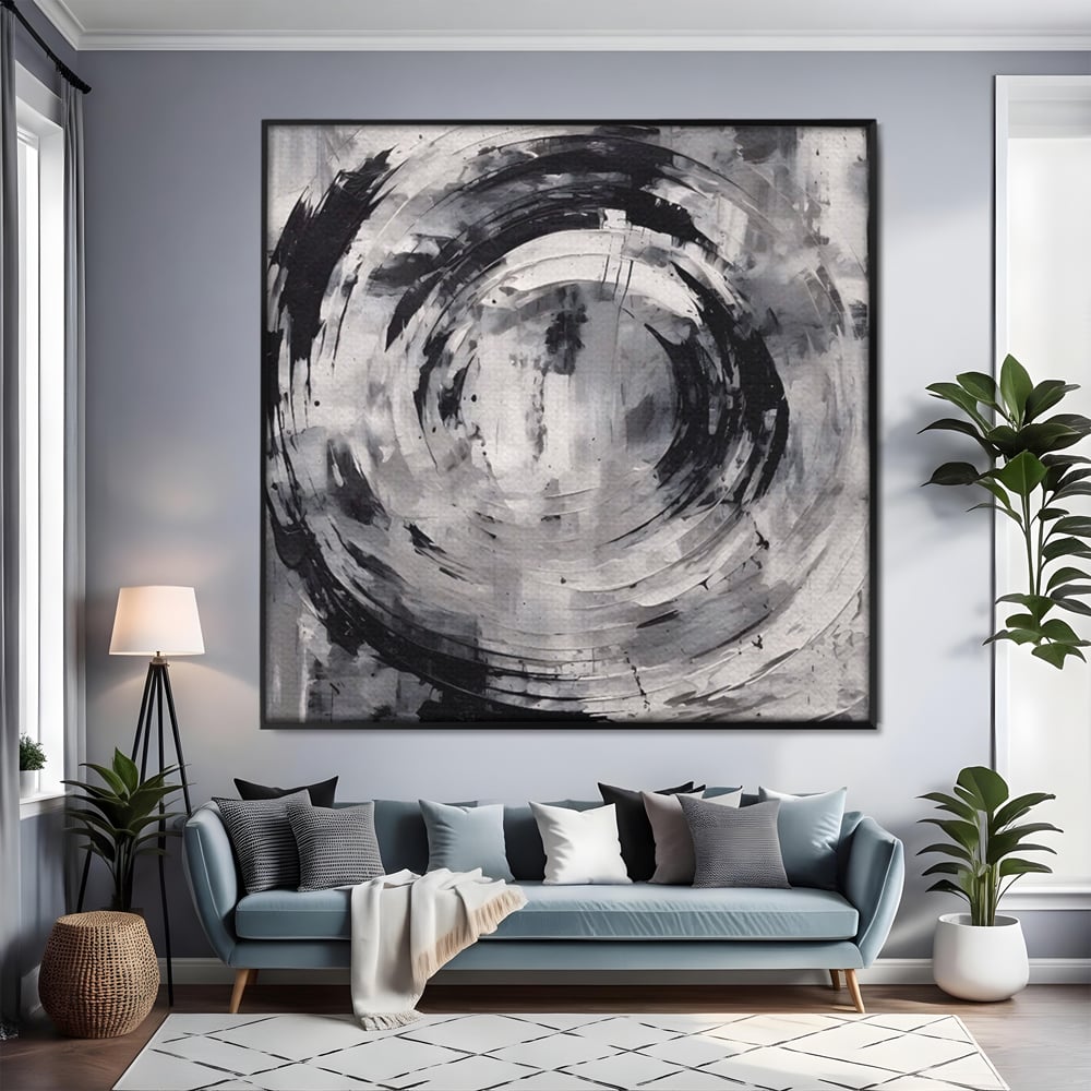 Tablou Canvas Premium LuxCanva® C1217, Abstract Round Paint , Culori, Decorativ, Living Room, Culori Vibrante
