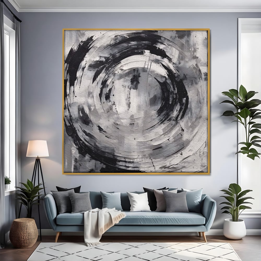 Tablou Canvas Premium LuxCanva® C1217, Abstract Round Paint , Culori, Decorativ, Living Room, Culori Vibrante