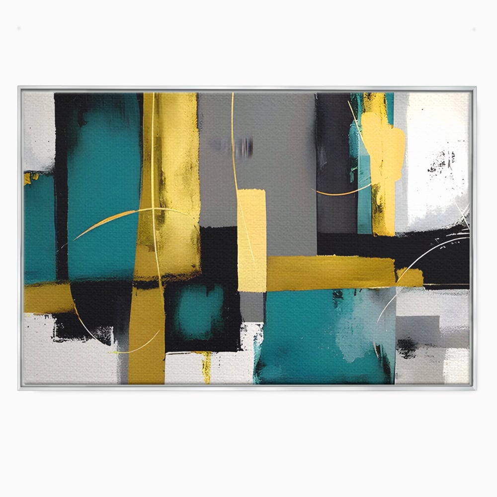 Tablou Canvas Premium LuxCanva® C1218, Abstract Painting Grey, Green And Gold , elaxare, Living Room, Culori Vibrante