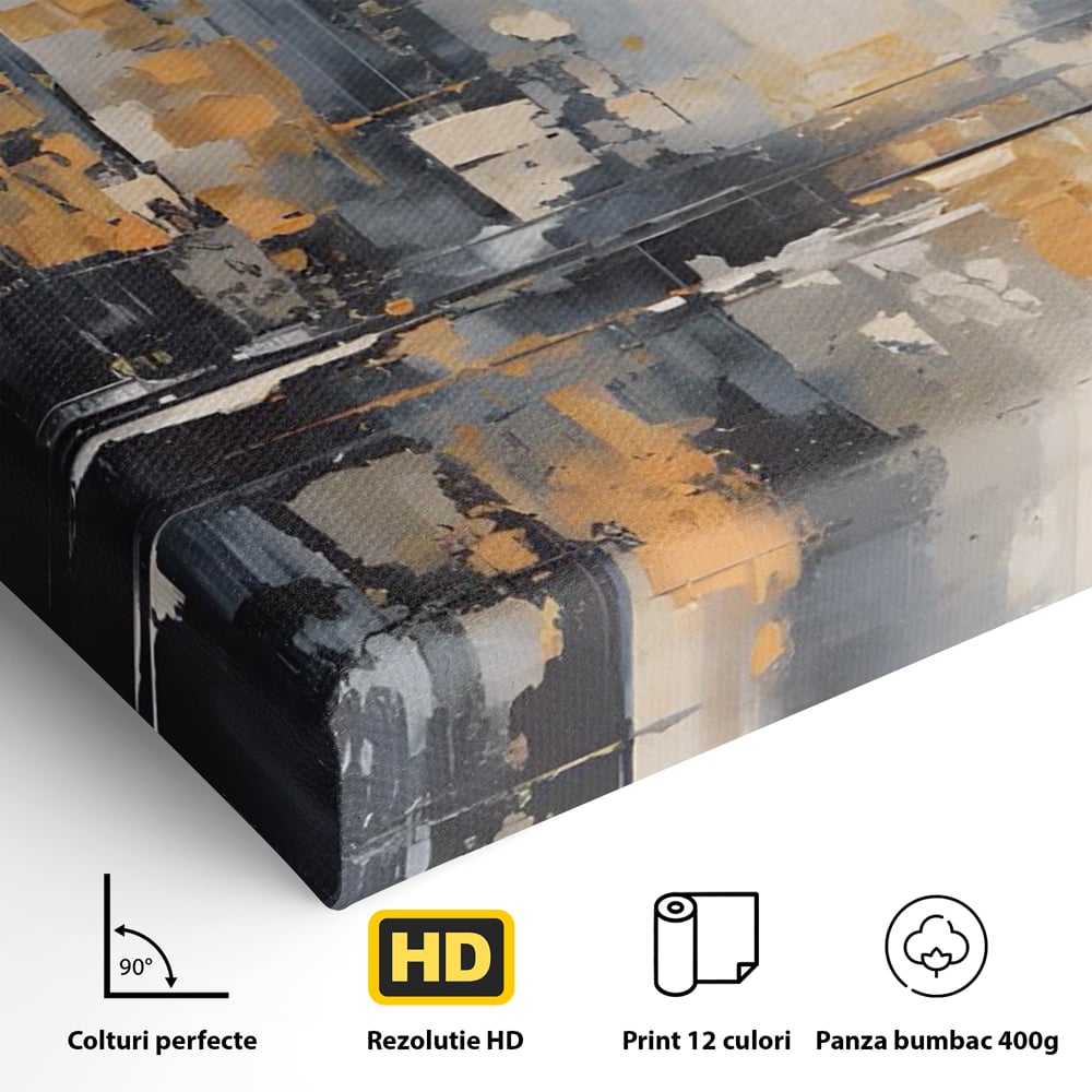 Tablou Canvas Premium LuxCanva® C1219, Abstract Paint Of Downtown ,  Relaxare, Living Room, Culori Vibrante