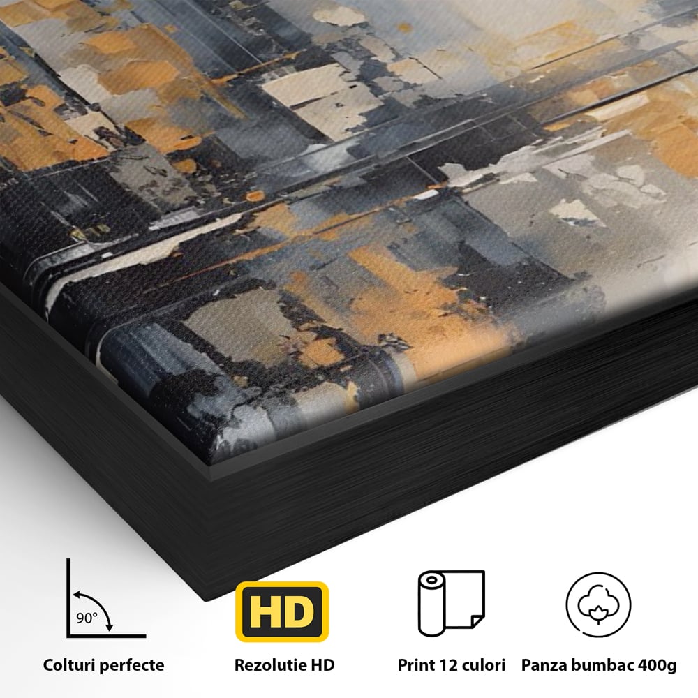 Tablou Canvas Premium LuxCanva® C1219, Abstract Paint Of Downtown ,  Relaxare, Living Room, Culori Vibrante
