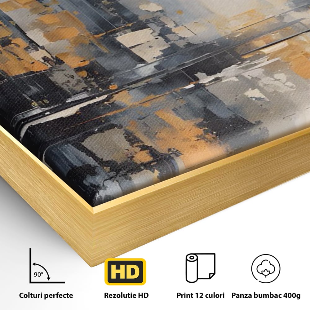 Tablou Canvas Premium LuxCanva® C1219, Abstract Paint Of Downtown ,  Relaxare, Living Room, Culori Vibrante