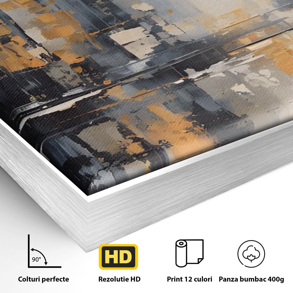 Tablou Canvas Premium LuxCanva® C1219, Abstract Paint Of Downtown ,  Relaxare, Living Room, Culori Vibrante