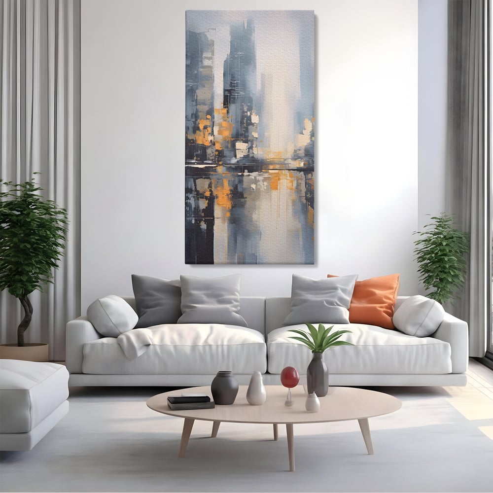 Tablou Canvas Premium LuxCanva® C1219, Abstract Paint Of Downtown ,  Relaxare, Living Room, Culori Vibrante