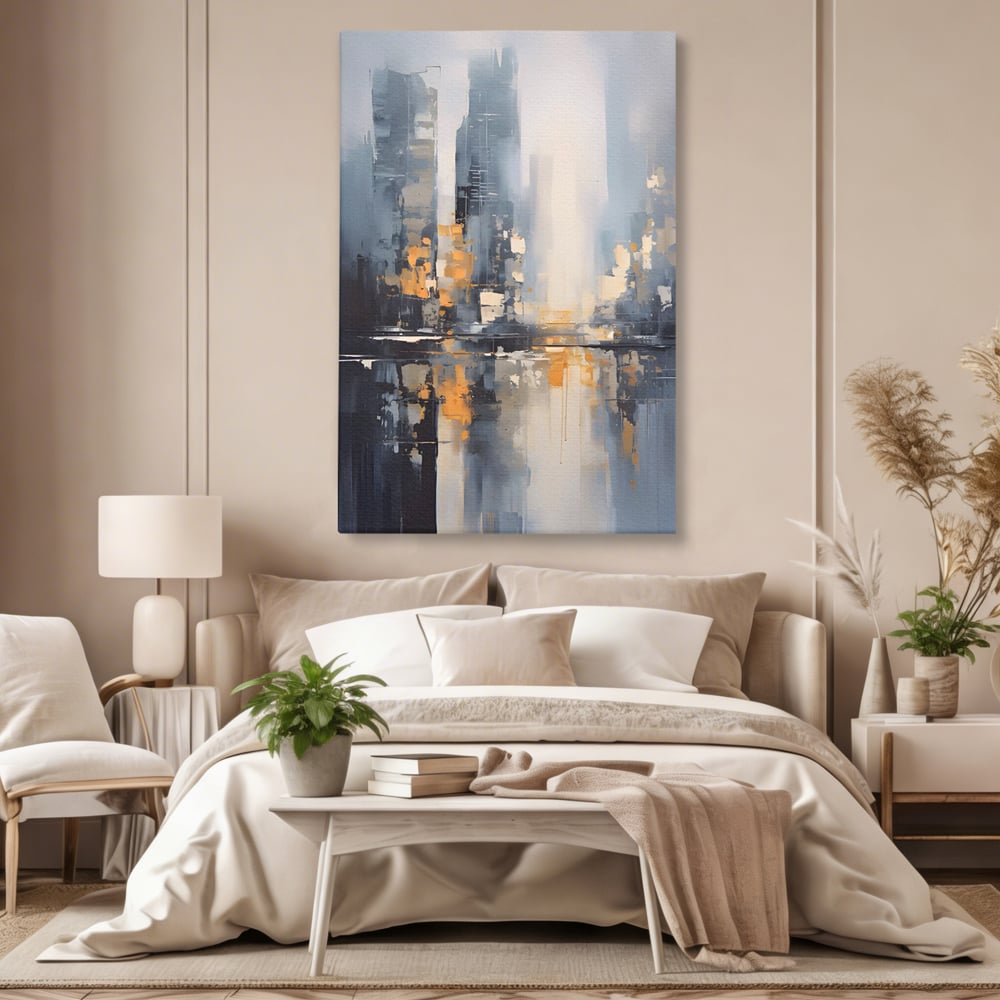 Tablou Canvas Premium LuxCanva® C1219, Abstract Paint Of Downtown ,  Relaxare, Living Room, Culori Vibrante