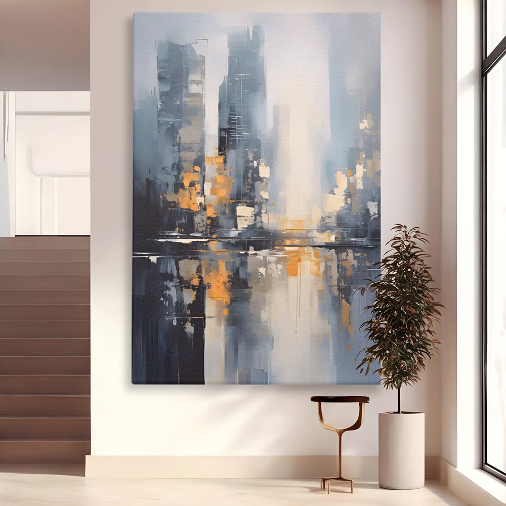 Tablou Canvas Premium LuxCanva® C1219, Abstract Paint Of Downtown ,  Relaxare, Living Room, Culori Vibrante
