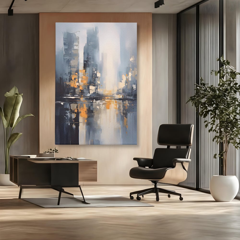 Tablou Canvas Premium LuxCanva® C1219, Abstract Paint Of Downtown ,  Relaxare, Living Room, Culori Vibrante