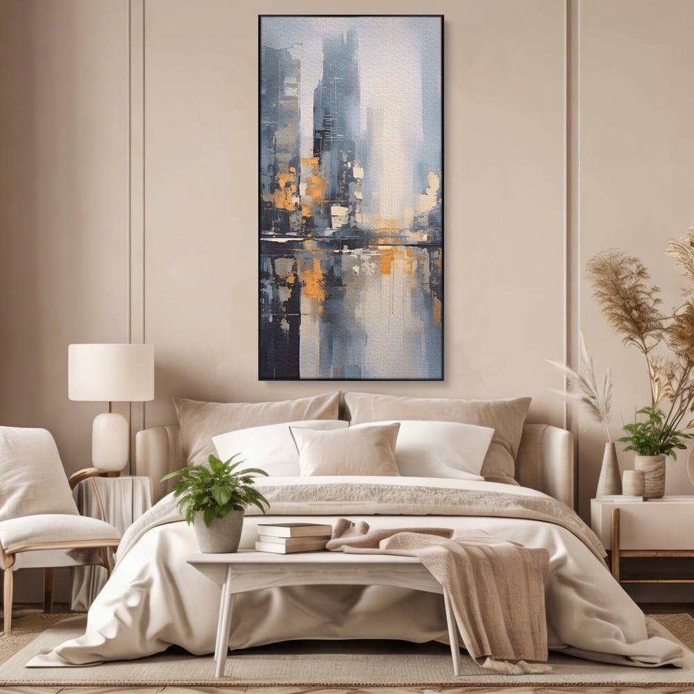 Tablou Canvas Premium LuxCanva® C1219, Abstract Paint Of Downtown ,  Relaxare, Living Room, Culori Vibrante