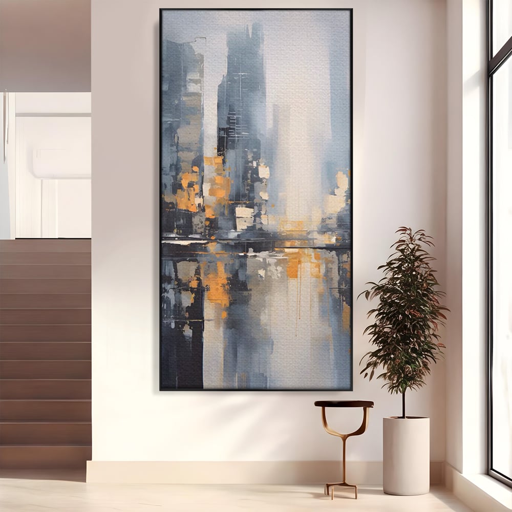 Tablou Canvas Premium LuxCanva® C1219, Abstract Paint Of Downtown ,  Relaxare, Living Room, Culori Vibrante