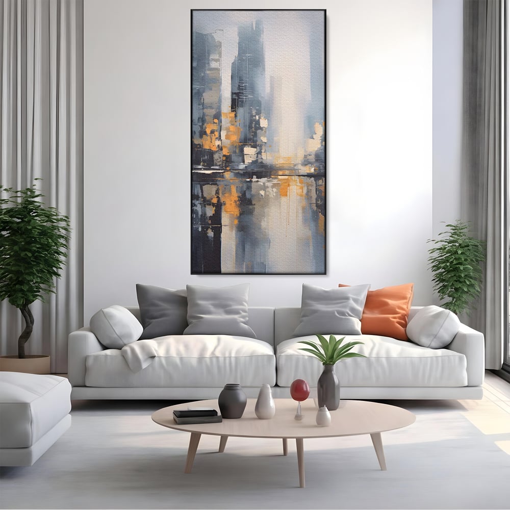 Tablou Canvas Premium LuxCanva® C1219, Abstract Paint Of Downtown ,  Relaxare, Living Room, Culori Vibrante