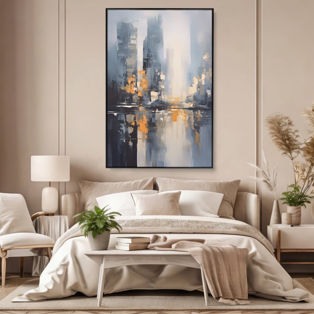 Tablou Canvas Premium LuxCanva® C1219, Abstract Paint Of Downtown ,  Relaxare, Living Room, Culori Vibrante