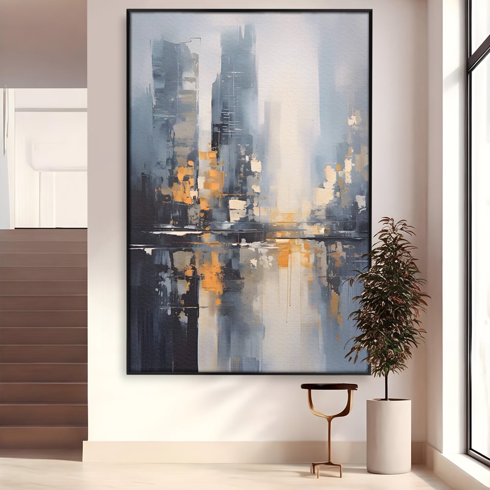 Tablou Canvas Premium LuxCanva® C1219, Abstract Paint Of Downtown ,  Relaxare, Living Room, Culori Vibrante