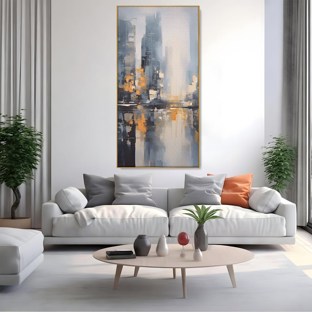 Tablou Canvas Premium LuxCanva® C1219, Abstract Paint Of Downtown ,  Relaxare, Living Room, Culori Vibrante