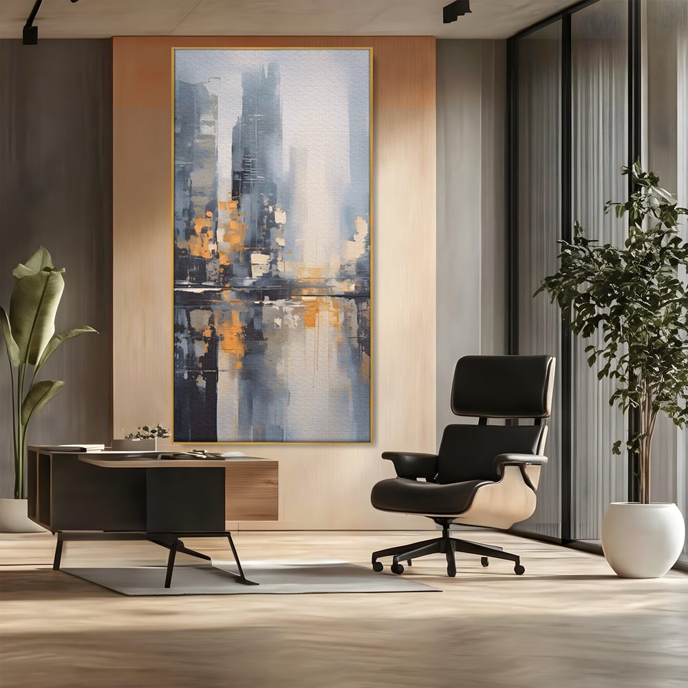 Tablou Canvas Premium LuxCanva® C1219, Abstract Paint Of Downtown ,  Relaxare, Living Room, Culori Vibrante