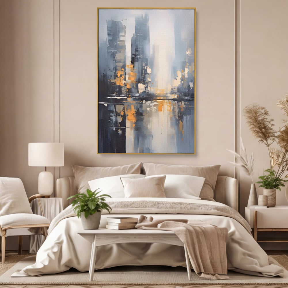 Tablou Canvas Premium LuxCanva® C1219, Abstract Paint Of Downtown ,  Relaxare, Living Room, Culori Vibrante