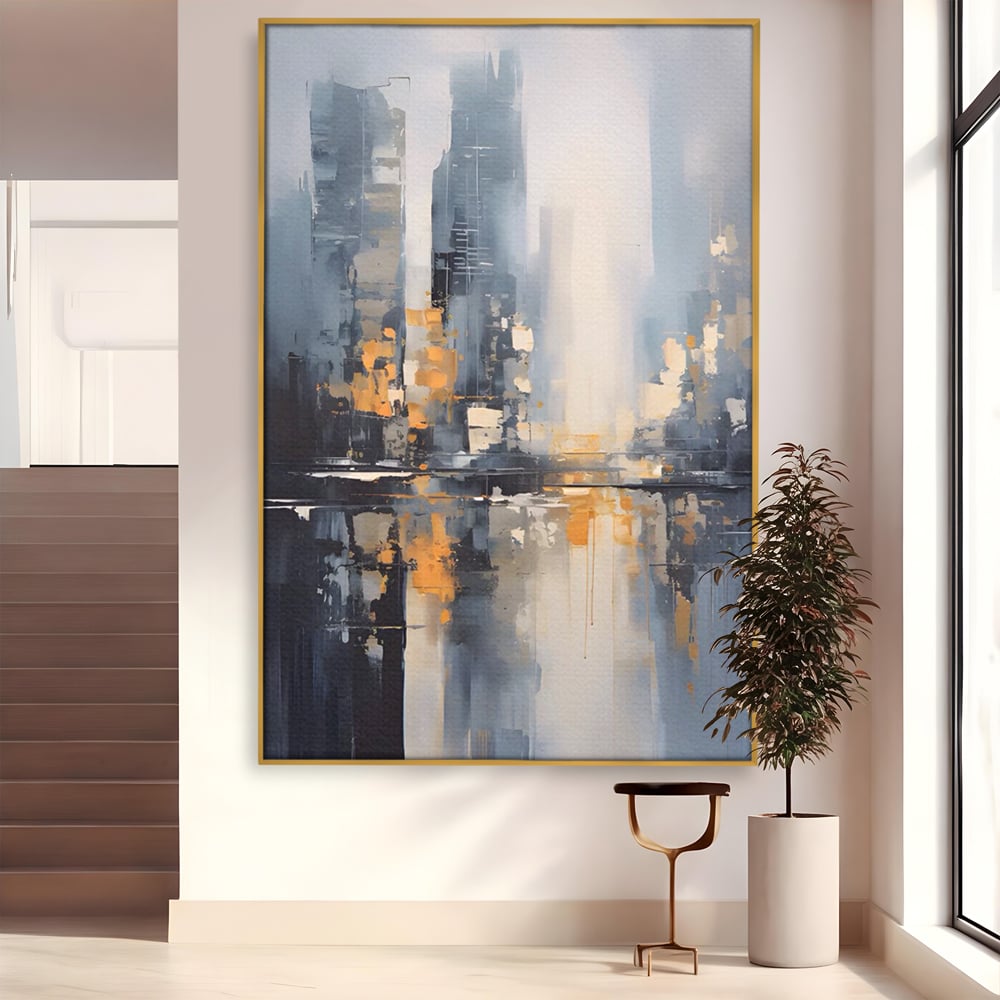 Tablou Canvas Premium LuxCanva® C1219, Abstract Paint Of Downtown ,  Relaxare, Living Room, Culori Vibrante