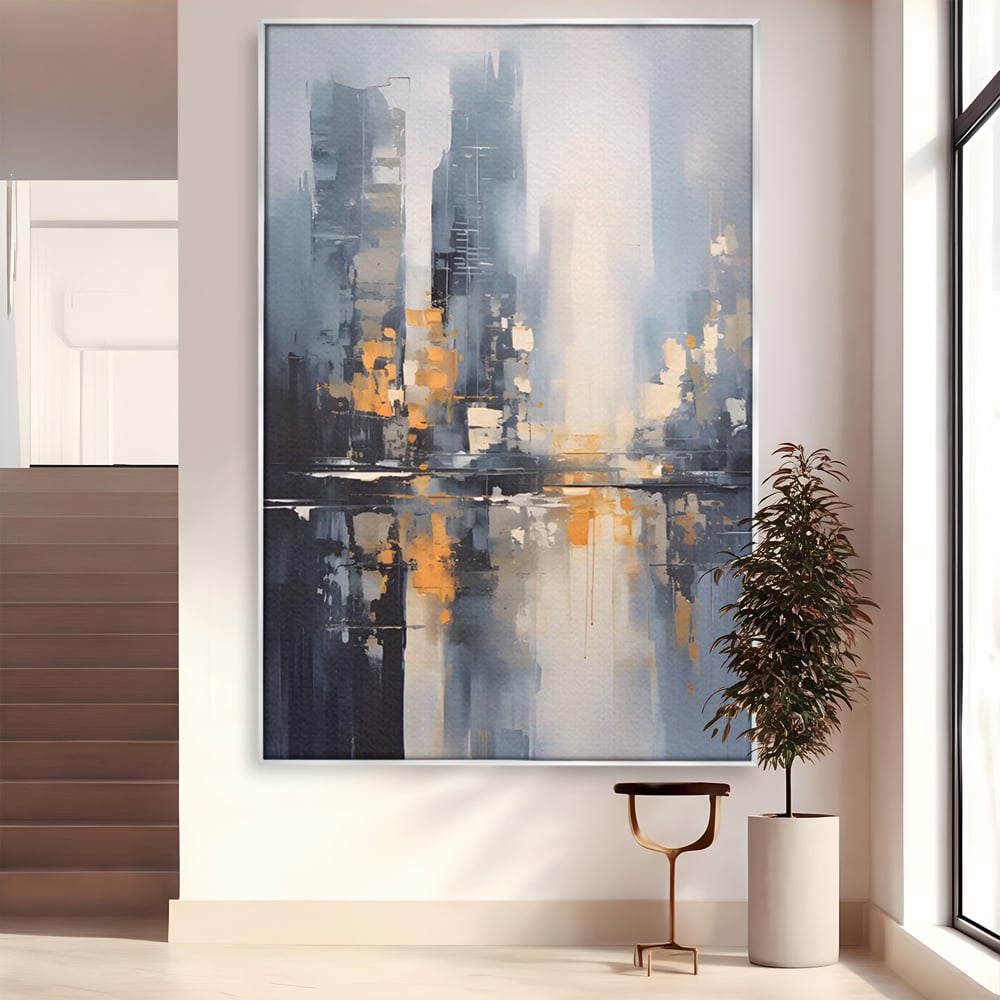 Tablou Canvas Premium LuxCanva® C1219, Abstract Paint Of Downtown ,  Relaxare, Living Room, Culori Vibrante