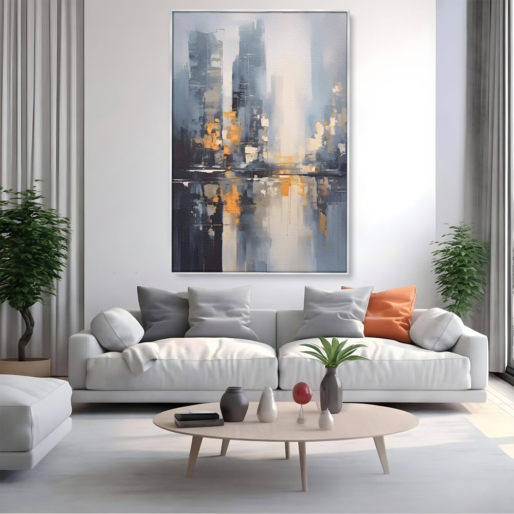 Tablou Canvas Premium LuxCanva® C1219, Abstract Paint Of Downtown ,  Relaxare, Living Room, Culori Vibrante