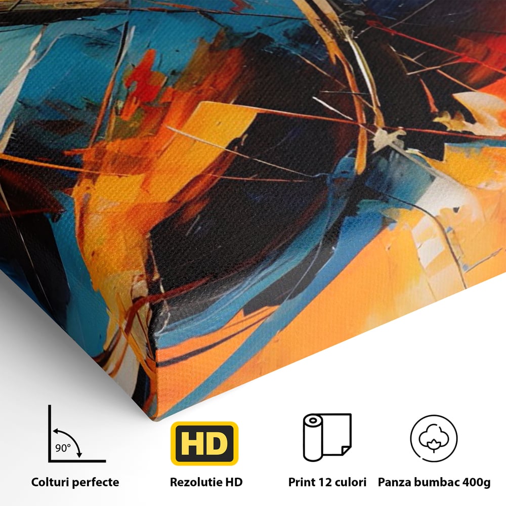 Tablou Canvas Premium LuxCanva® C1220, Abstract Moon And Earth Paint , Relaxare, Living Room, Culori Vibrante