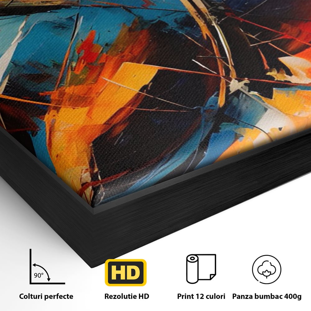 Tablou Canvas Premium LuxCanva® C1220, Abstract Moon And Earth Paint , Relaxare, Living Room, Culori Vibrante