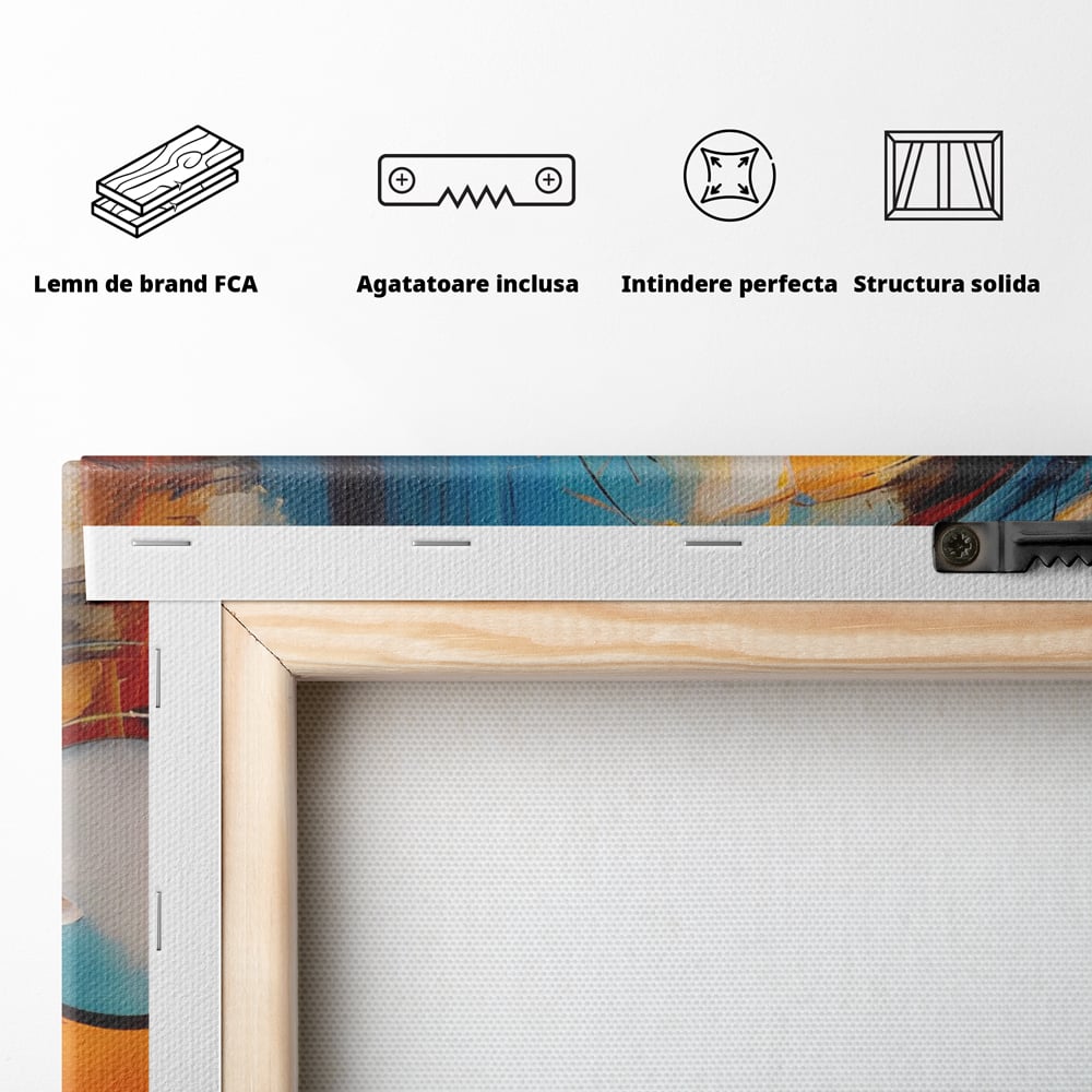 Tablou Canvas Premium LuxCanva® C1220, Abstract Moon And Earth Paint , Relaxare, Living Room, Culori Vibrante