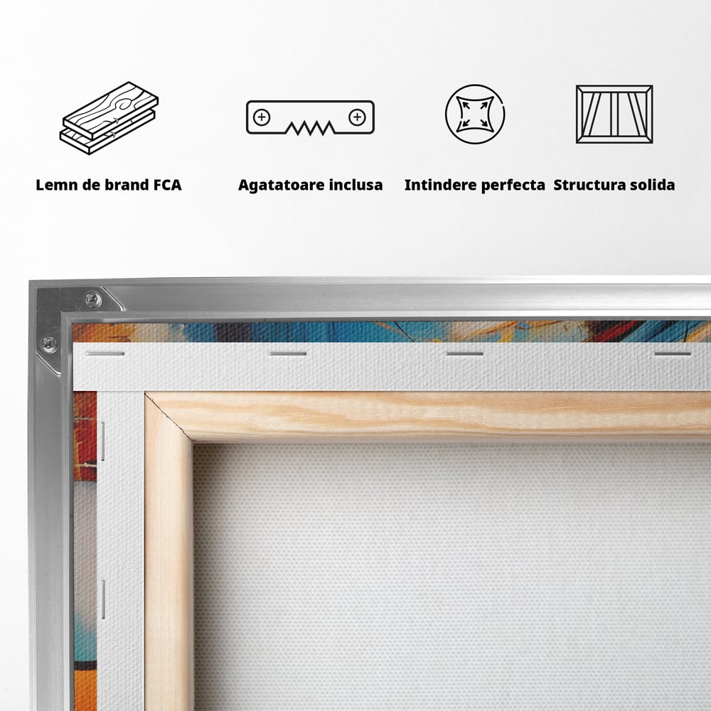 Tablou Canvas Premium LuxCanva® C1220, Abstract Moon And Earth Paint , Relaxare, Living Room, Culori Vibrante