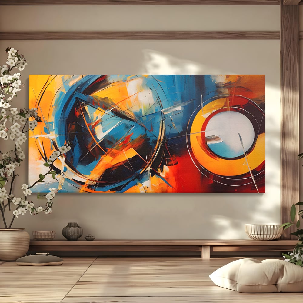 Tablou Canvas Premium LuxCanva® C1220, Abstract Moon And Earth Paint , Relaxare, Living Room, Culori Vibrante