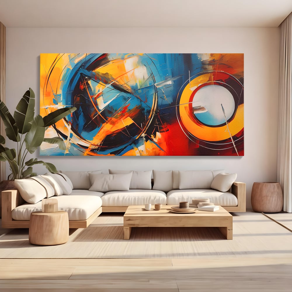 Tablou Canvas Premium LuxCanva® C1220, Abstract Moon And Earth Paint , Relaxare, Living Room, Culori Vibrante
