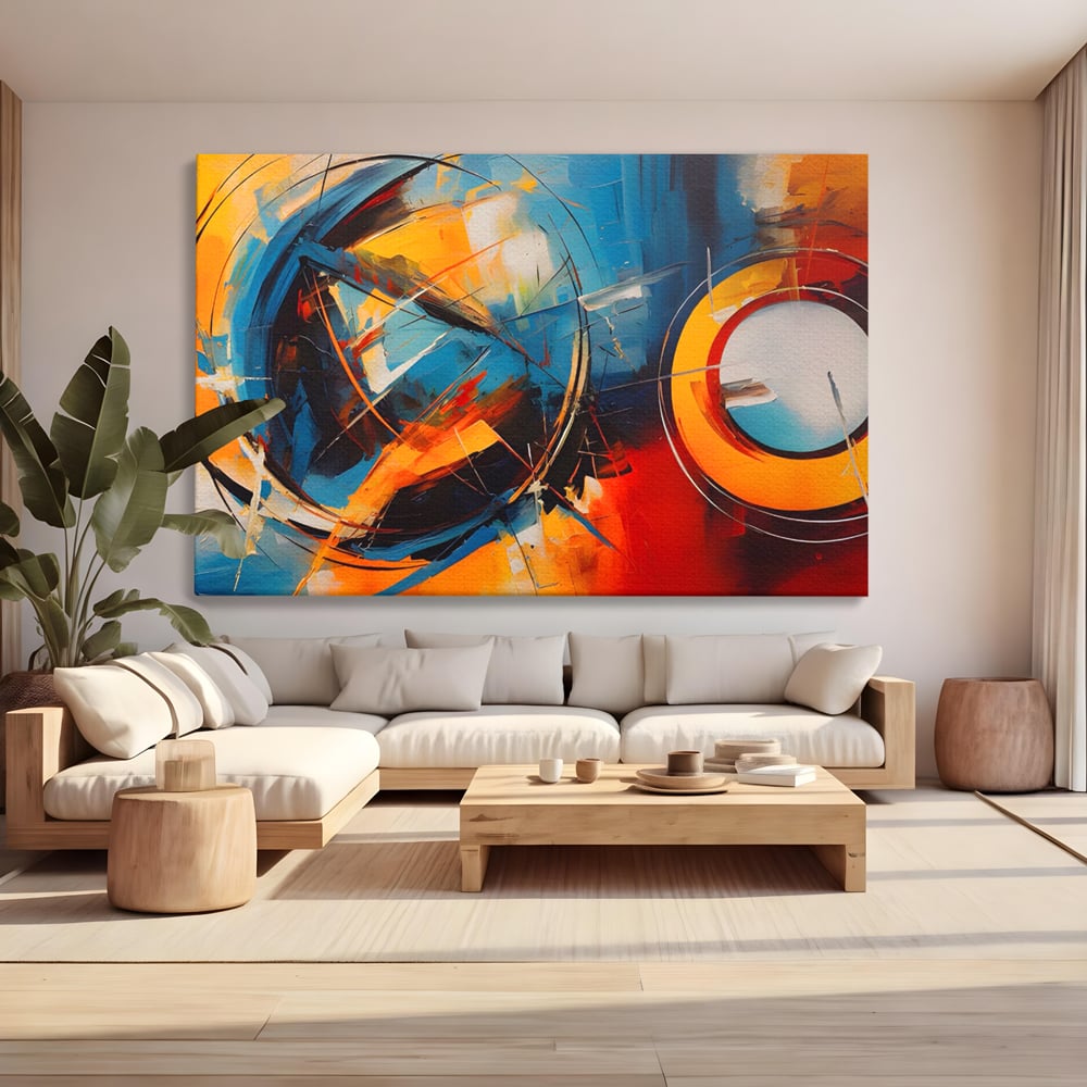 Tablou Canvas Premium LuxCanva® C1220, Abstract Moon And Earth Paint , Relaxare, Living Room, Culori Vibrante