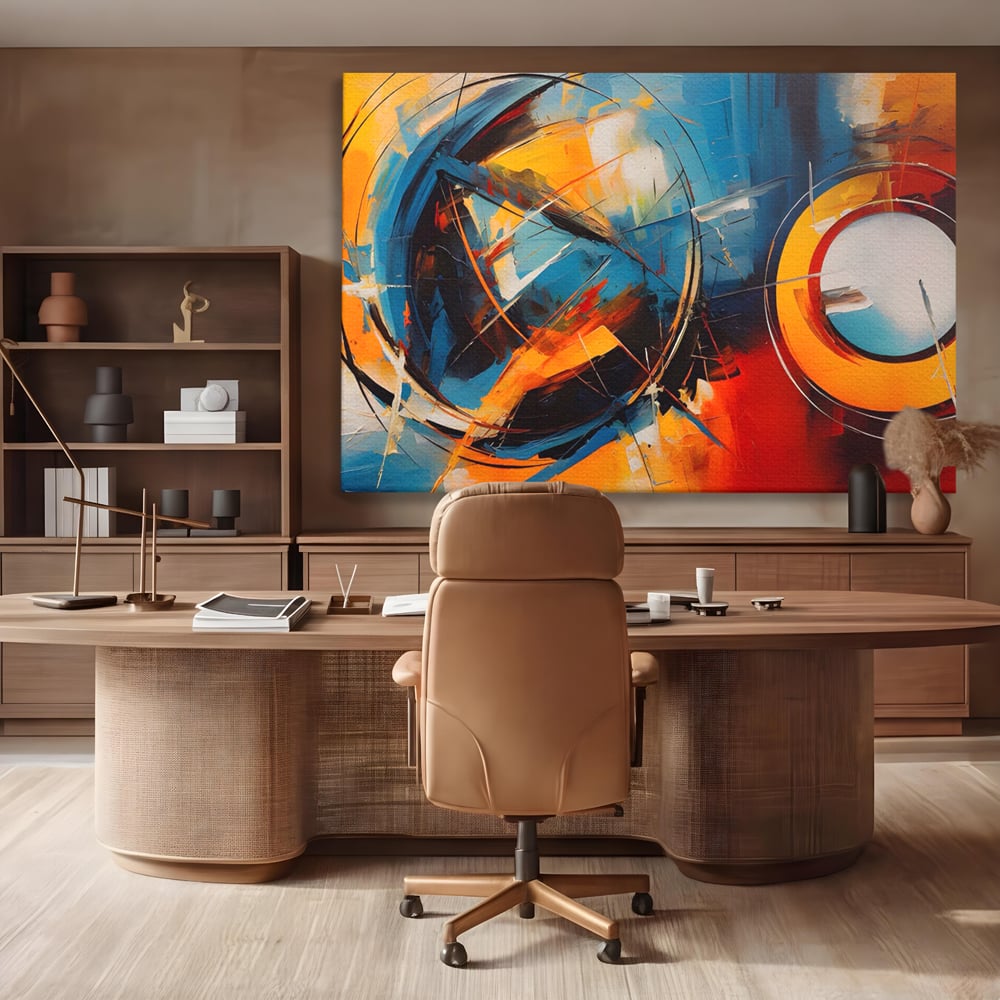 Tablou Canvas Premium LuxCanva® C1220, Abstract Moon And Earth Paint , Relaxare, Living Room, Culori Vibrante