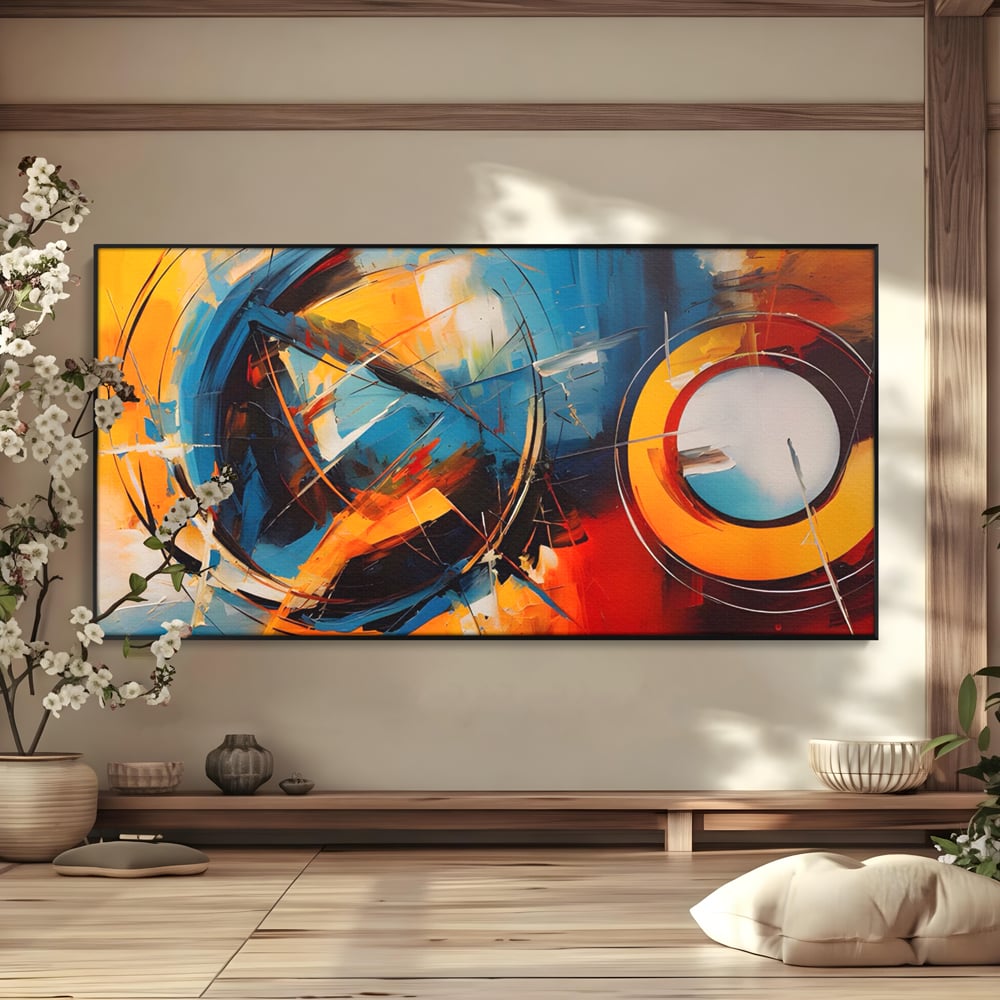 Tablou Canvas Premium LuxCanva® C1220, Abstract Moon And Earth Paint , Relaxare, Living Room, Culori Vibrante