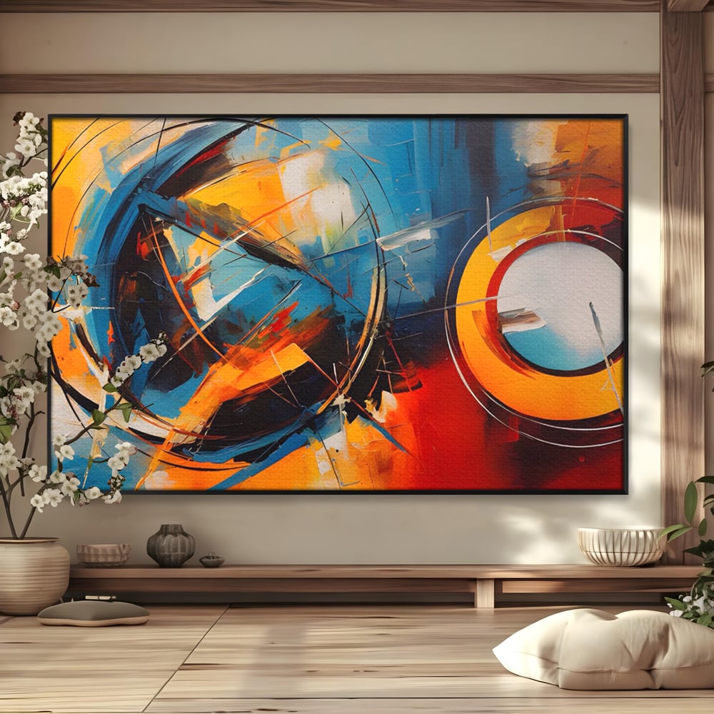 Tablou Canvas Premium LuxCanva® C1220, Abstract Moon And Earth Paint , Relaxare, Living Room, Culori Vibrante