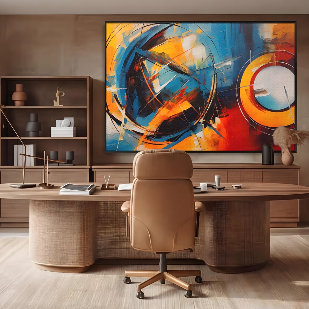 Tablou Canvas Premium LuxCanva® C1220, Abstract Moon And Earth Paint , Relaxare, Living Room, Culori Vibrante