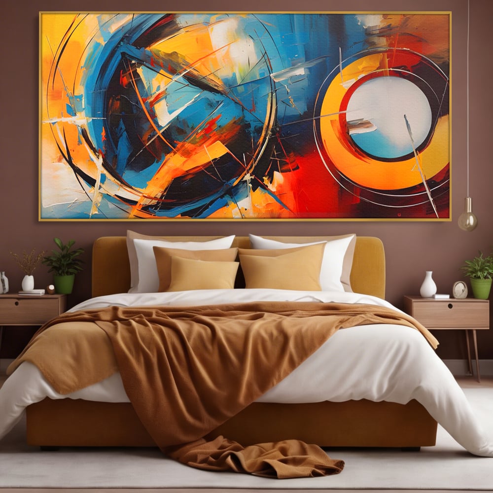 Tablou Canvas Premium LuxCanva® C1220, Abstract Moon And Earth Paint , Relaxare, Living Room, Culori Vibrante