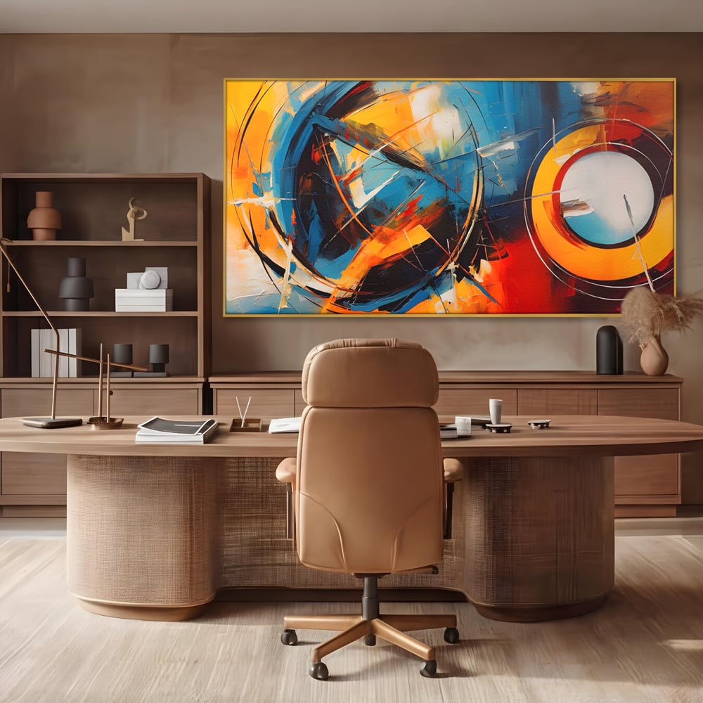 Tablou Canvas Premium LuxCanva® C1220, Abstract Moon And Earth Paint , Relaxare, Living Room, Culori Vibrante