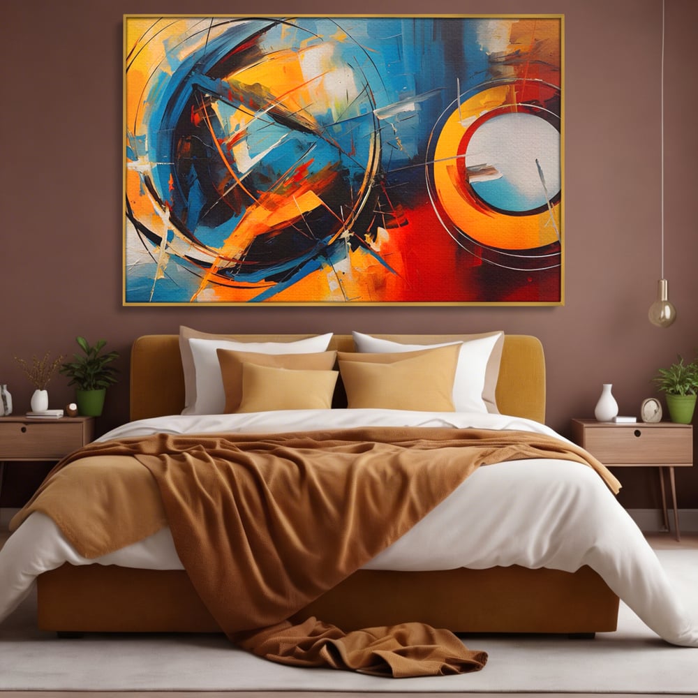 Tablou Canvas Premium LuxCanva® C1220, Abstract Moon And Earth Paint , Relaxare, Living Room, Culori Vibrante