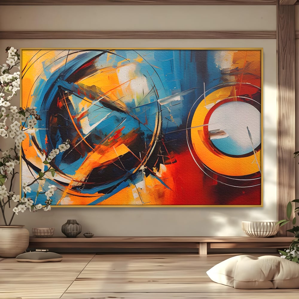 Tablou Canvas Premium LuxCanva® C1220, Abstract Moon And Earth Paint , Relaxare, Living Room, Culori Vibrante