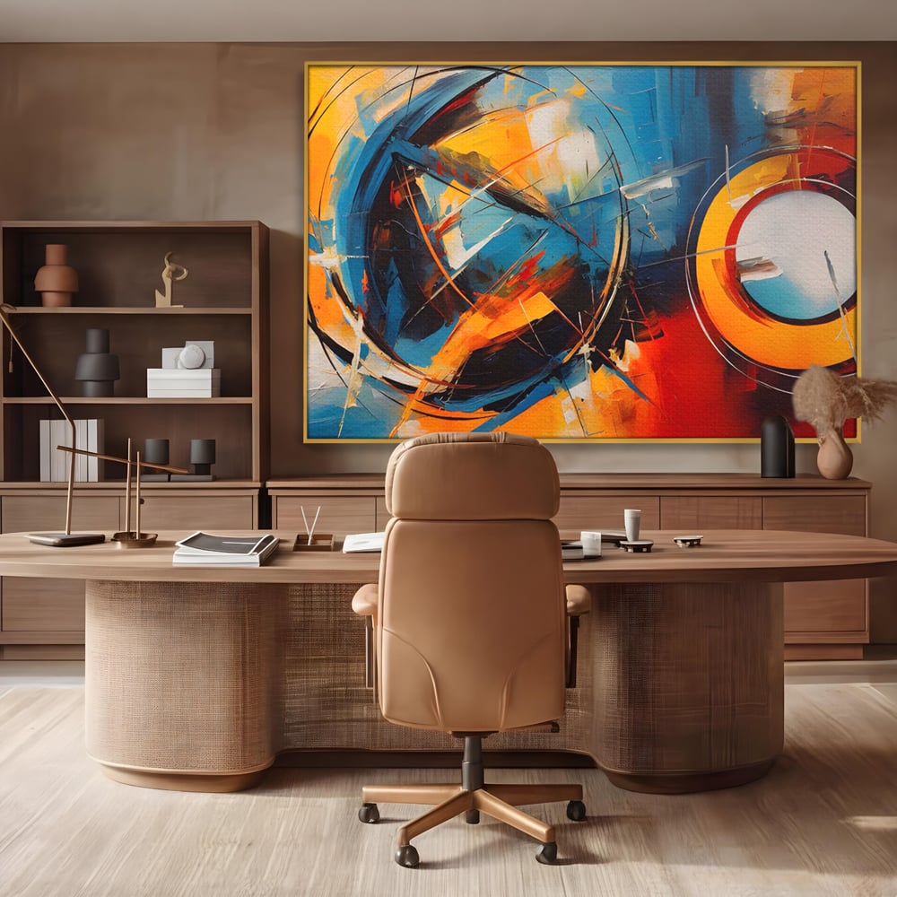 Tablou Canvas Premium LuxCanva® C1220, Abstract Moon And Earth Paint , Relaxare, Living Room, Culori Vibrante