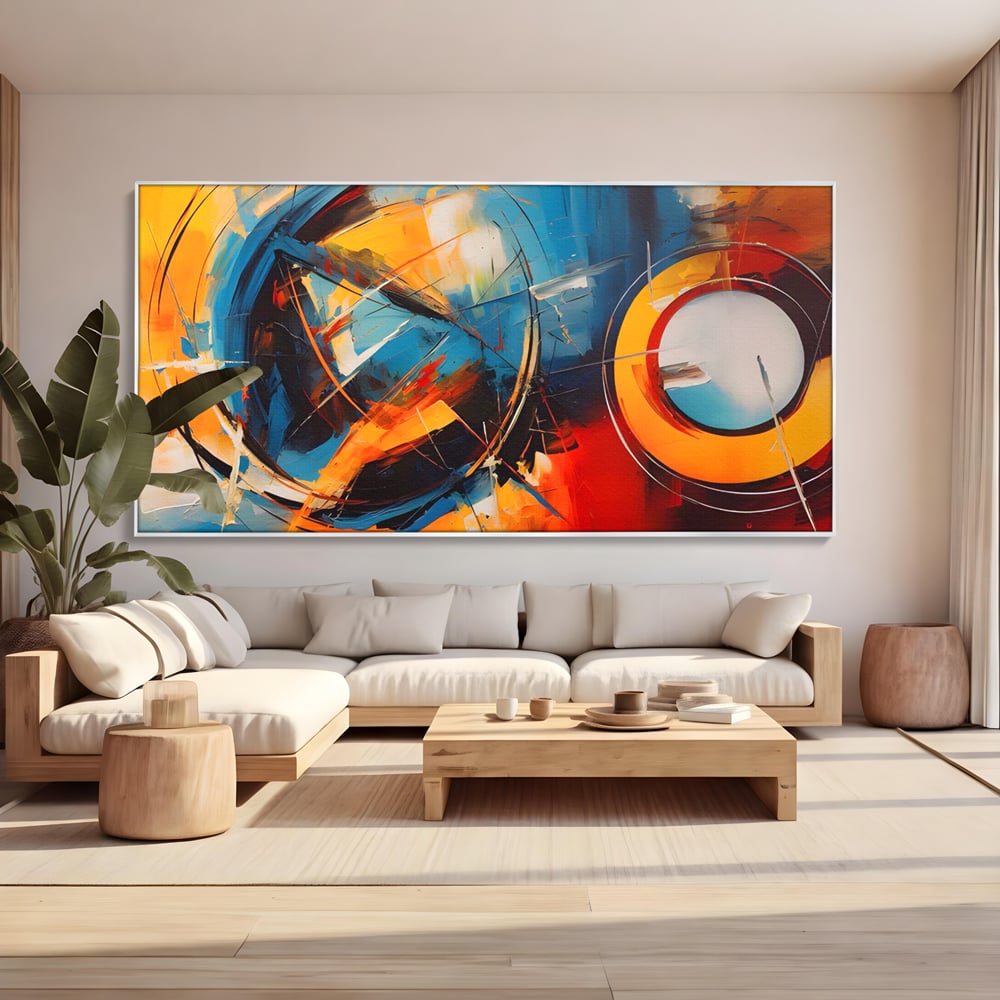 Tablou Canvas Premium LuxCanva® C1220, Abstract Moon And Earth Paint , Relaxare, Living Room, Culori Vibrante
