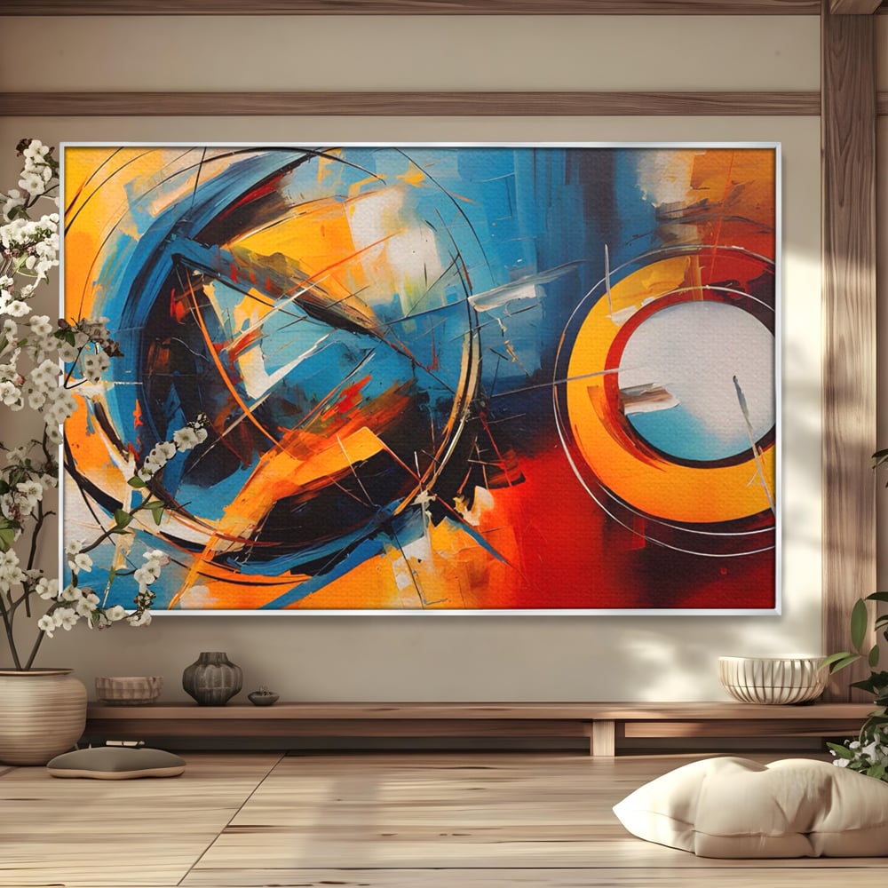 Tablou Canvas Premium LuxCanva® C1220, Abstract Moon And Earth Paint , Relaxare, Living Room, Culori Vibrante