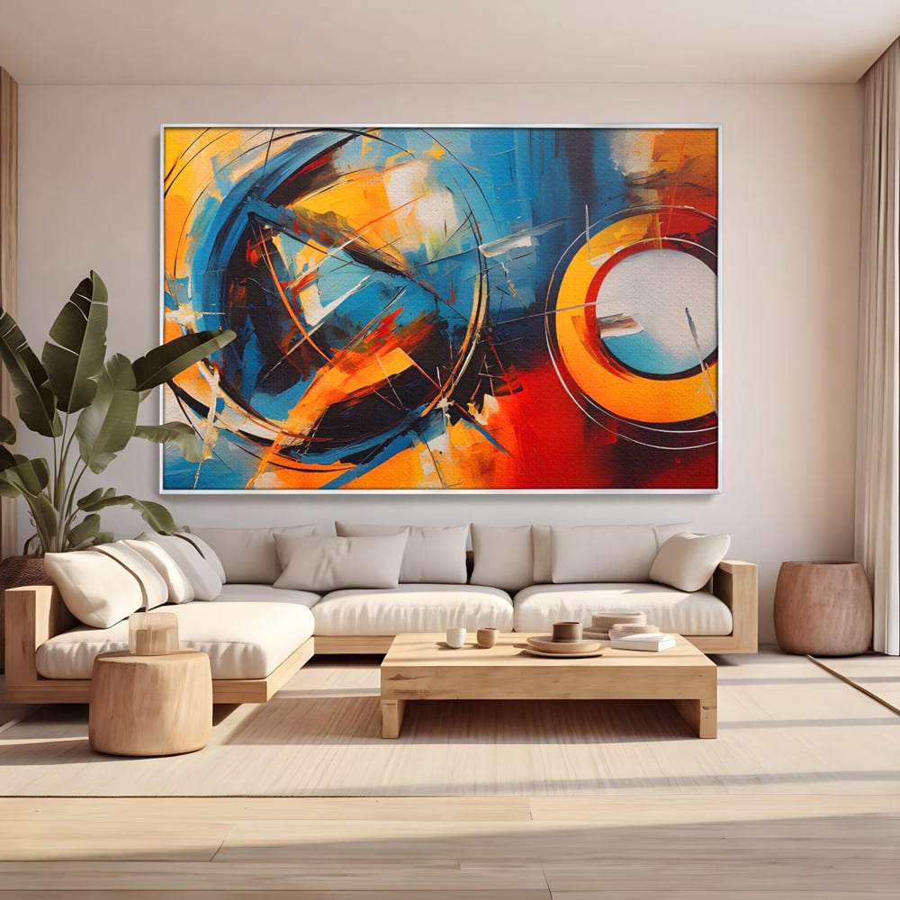 Tablou Canvas Premium LuxCanva® C1220, Abstract Moon And Earth Paint , Relaxare, Living Room, Culori Vibrante
