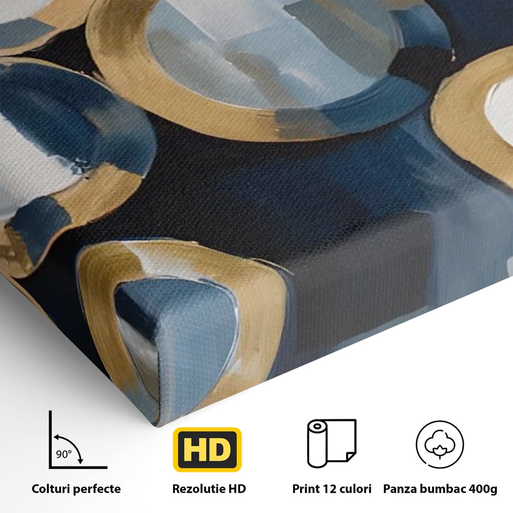 Tablou Canvas Premium LuxCanva® C1222, Blue And White Abstract Paint ,  Relaxare, Living Room, Culori Vibrante