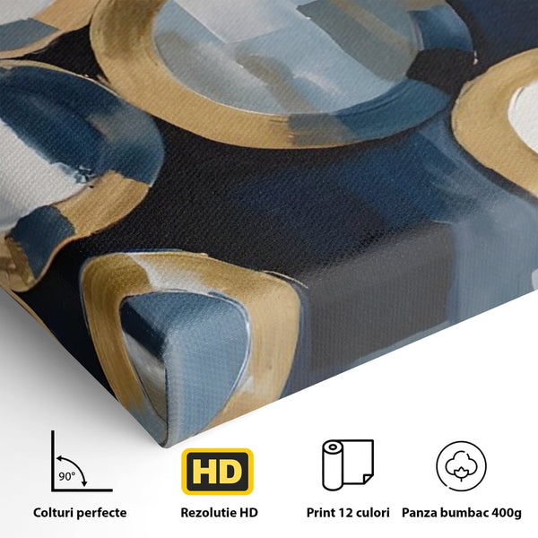 Tablou Canvas Premium LuxCanva® C1222, Blue And White Abstract Paint ,  Relaxare, Living Room, Culori Vibrante